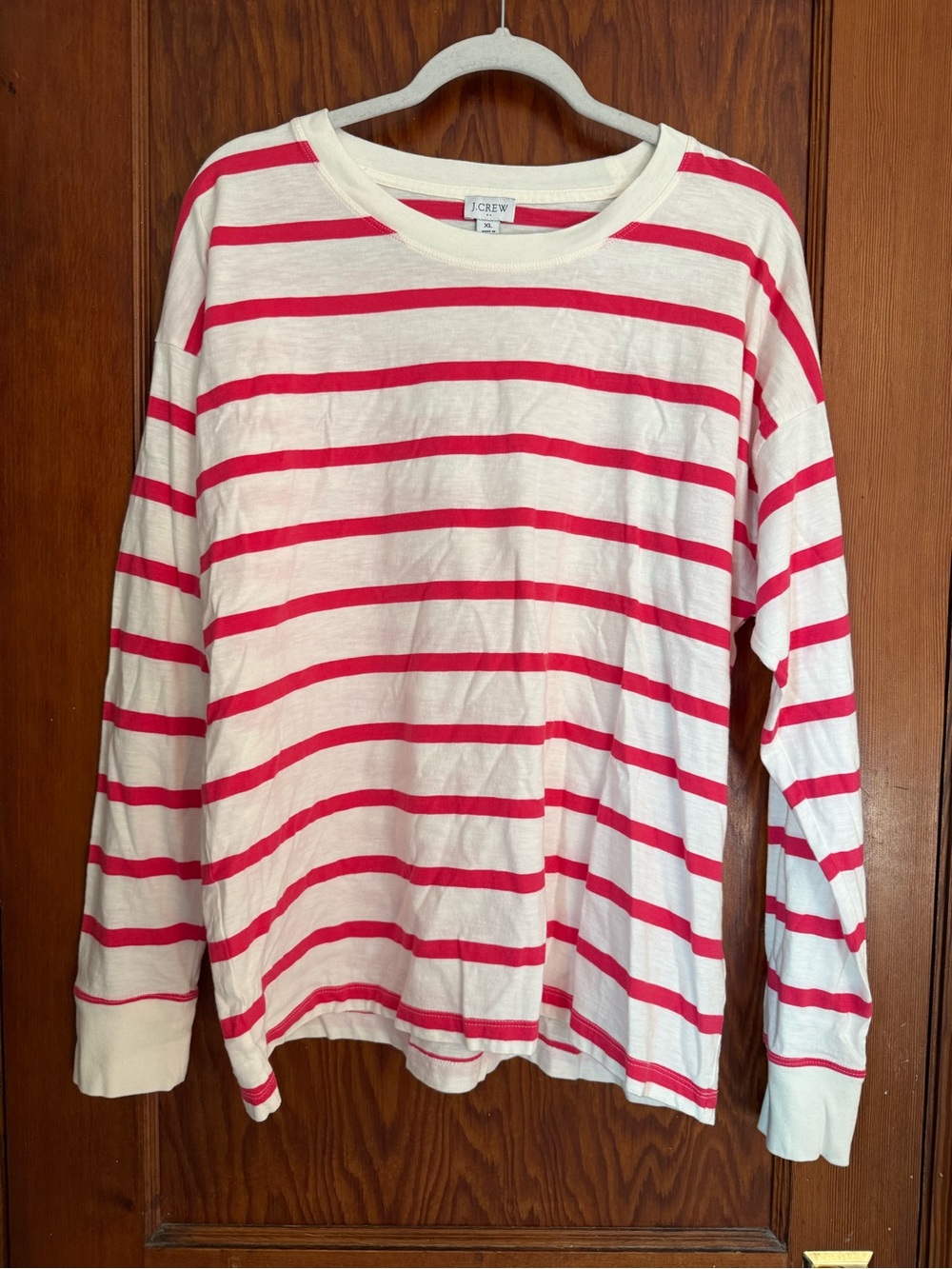J.Crew Pink & White Striped Long Sleeve Tee Size XL
